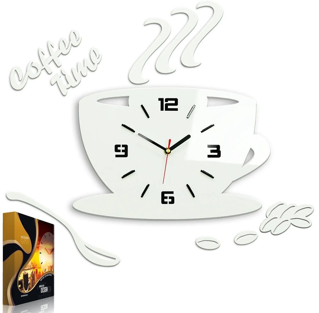 Nástenné hodiny Coffee biele