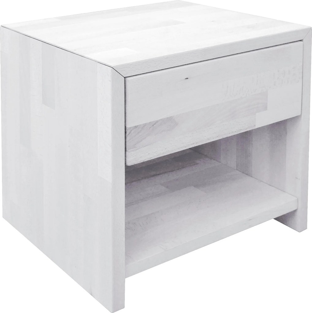 XXXLutz NOČNÝ STOLÍK, buk, biela, 45/45/35 cm Carryhome - Spálňové sety - 00002V000513