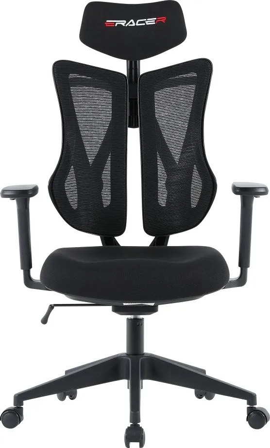 Herná ergonomická stolička ERACER H3246 — sieť / látka, čierna