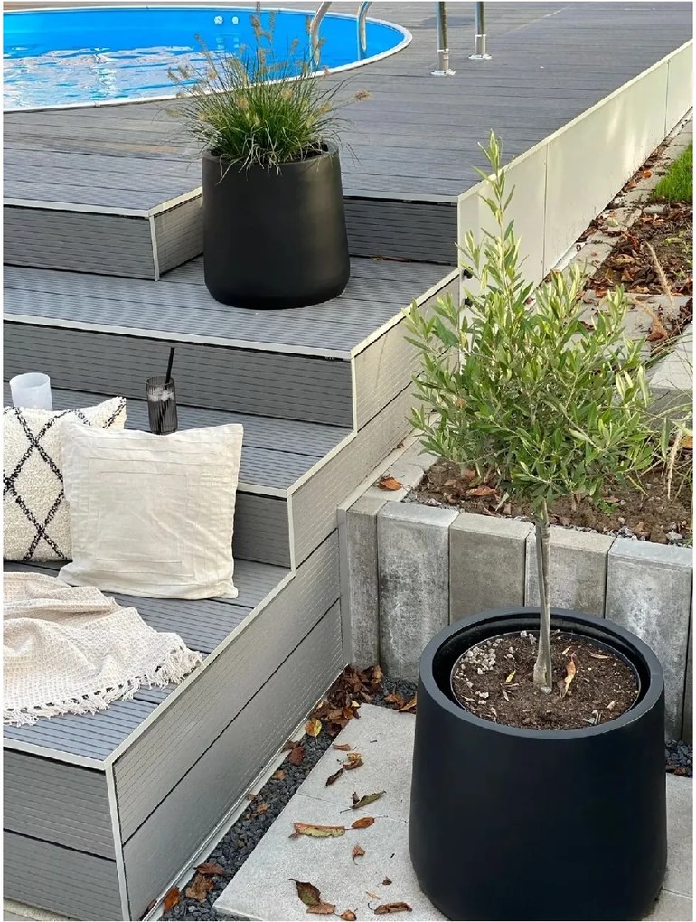 Kvetináč VEKRA, sklolaminát, výška 40 cm, čierna