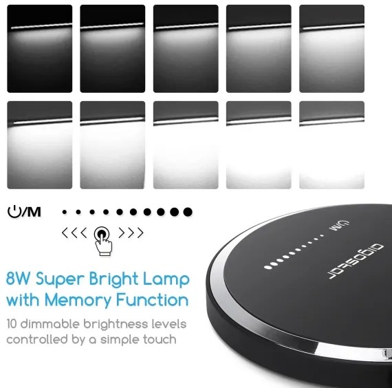 Aigostar - LED Stmievateľná dotyková stolná lampa LED/8W/230V 3000-6000K čierna