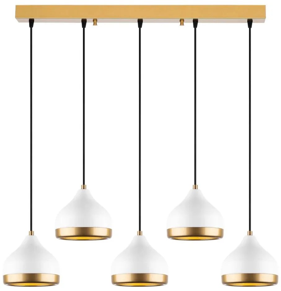 Luster na lanku YILDO 5xE27/40W/230V biela/zlatá