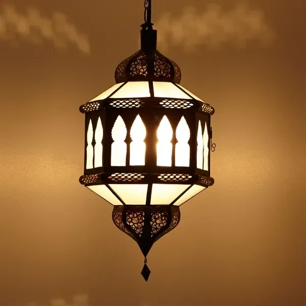 Orientálna lampa Biban Trombia mliečno - biela