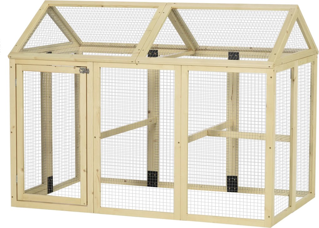PawHut Drevená sliepňová búda 140 x 88,5 x 106 cm - Prírodná | Aosom