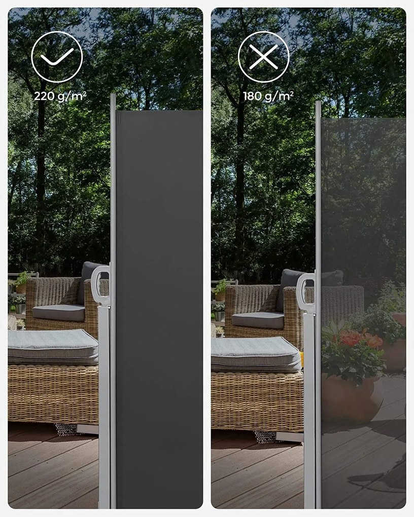 Bočná výsuvná markíza na balkón, terasu a záhradu 300 x 160 cm, dymovo šedá