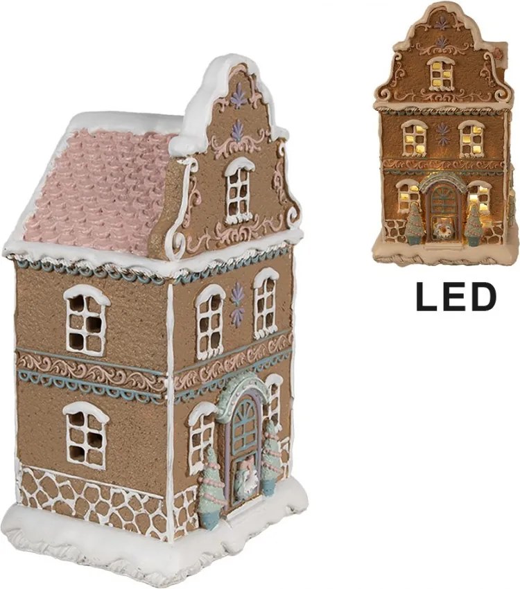 Hnedá svietiaca perníková chalúpka Gingerbread House - 12 * 9 * 20 cm / 3 * AAA