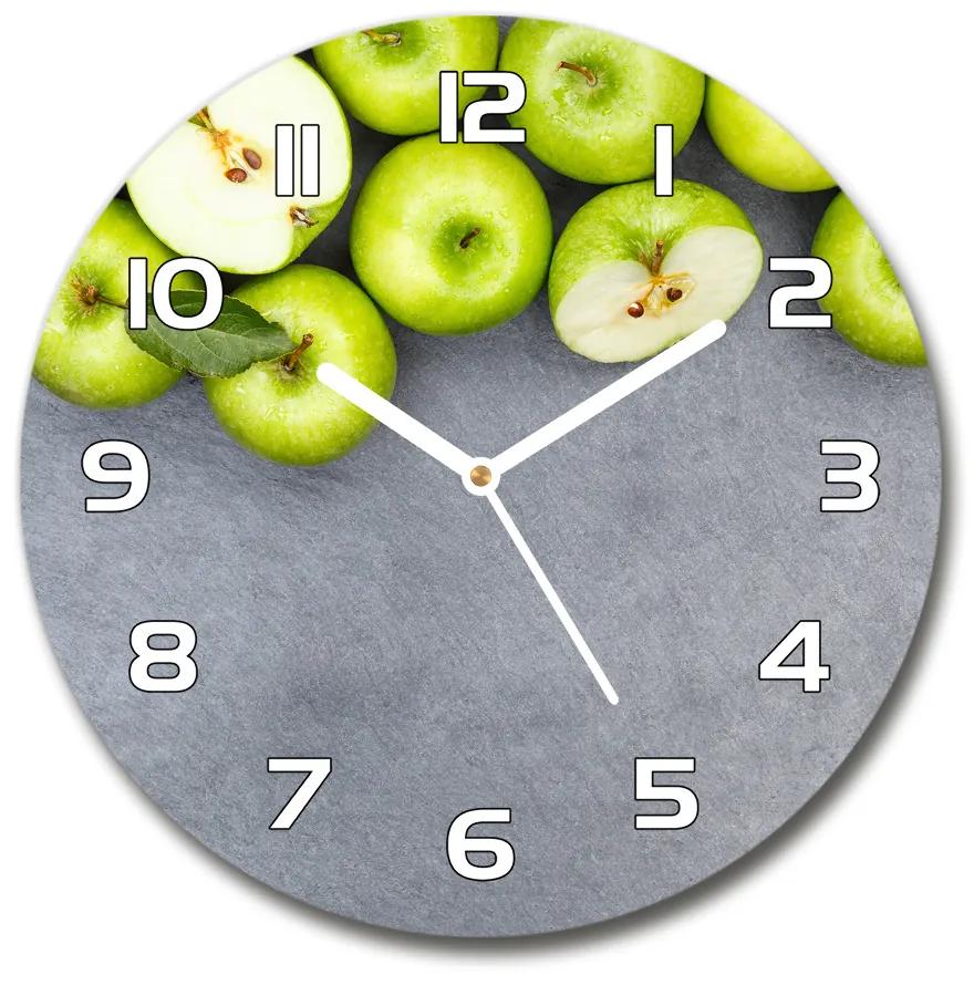 Sklenené hodiny okrúhle Zelená jablká pl_zso_30_f_177833879