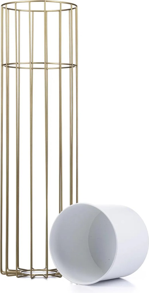 KOVOVÝ KVETINÁČ SO STOJANOM GLAM 70X20 CM BIELA/ZLATÁ