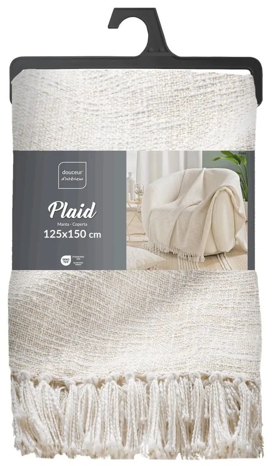 Krémová deka s prímesou bavlny 125x150 cm Ziggy – douceur d'intérieur