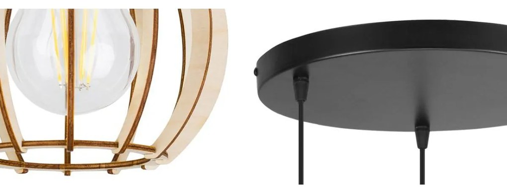 Závesné svietidlo Timber 8, 3x drevené tienidlo, o