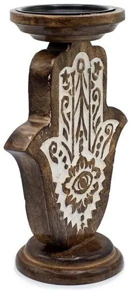 Drevený svietnik Hamsa ruka fatimy 24cm