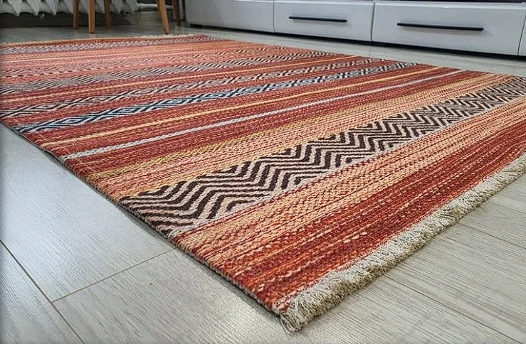 Moderný viacfarebný koberec Banco 1049 – oranžový dizajn Rozmer: 60x110 cm
