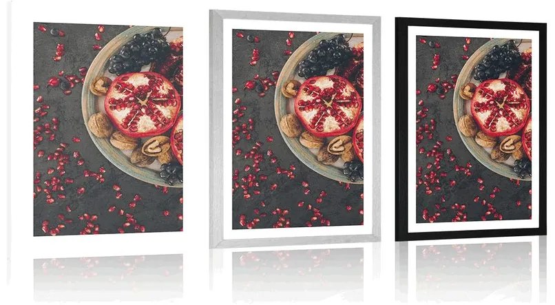 Plagát s paspartou zmes s granátovým jablkom - 60x90 white