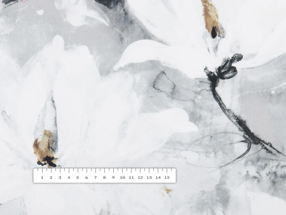 Biante Zamatový obdĺžnikový obrus Tamara TMR-006 Designové kvety na sivom 100x160 cm