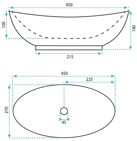 REA-U6802 - Umývadlo na dosku KATE 27x45 cm keramika/lesklá biela