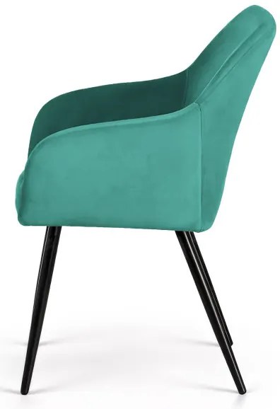 Sada dvoch jedálenských stoličiek ESTELLE zamatové, zelené / čierne nohy (2 ks)