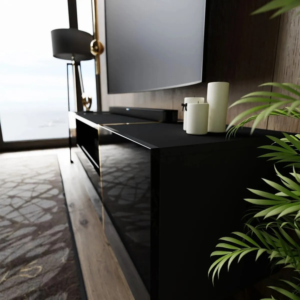 OBÝVACIA STENA / ZOSTAVA SANTINO ČIERNA / ZLATÁ VYSOKÝ LESK