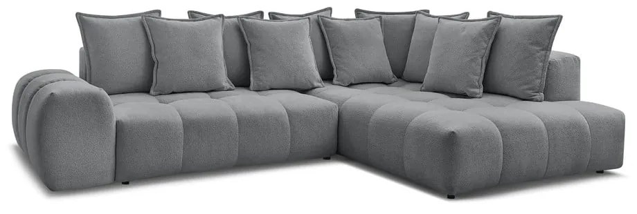 Tmavosivá ženilková rozkladacia/s úložným priestorom rohová pohovka (pravý roh/do L) Everest – Bobochic Paris