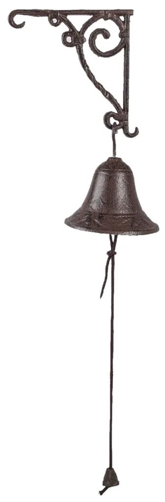 Hnedo čierny liatinový nástenný závesná zvonček - 14 * 11 * 18 cm