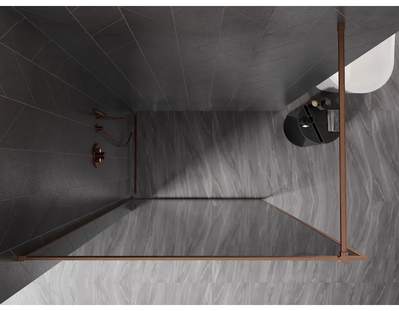 Mexen Kioto-F, sprchová zástena s rámom 70 x 202 cm, 8 mm šedé sklo, profil medená matná, 800-070-104-65-40