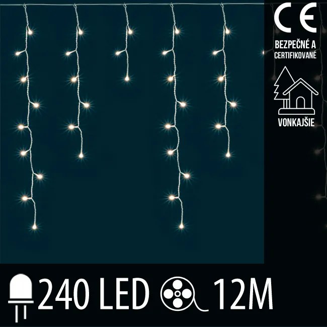 Vianočná led mini svetelná záclona vonkajšia - 240led - 12m teplá biela