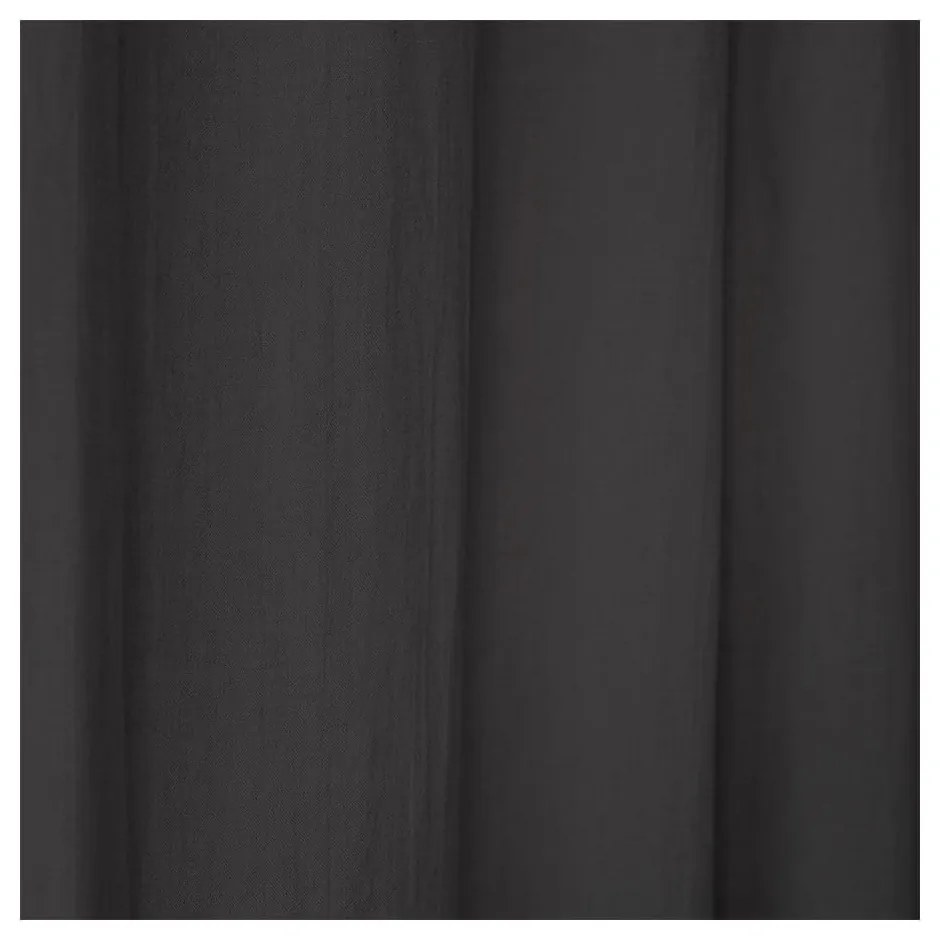 Tmavosivý ľanový záves s pútkami Linen Tales Night Time, 250 x 140 cm