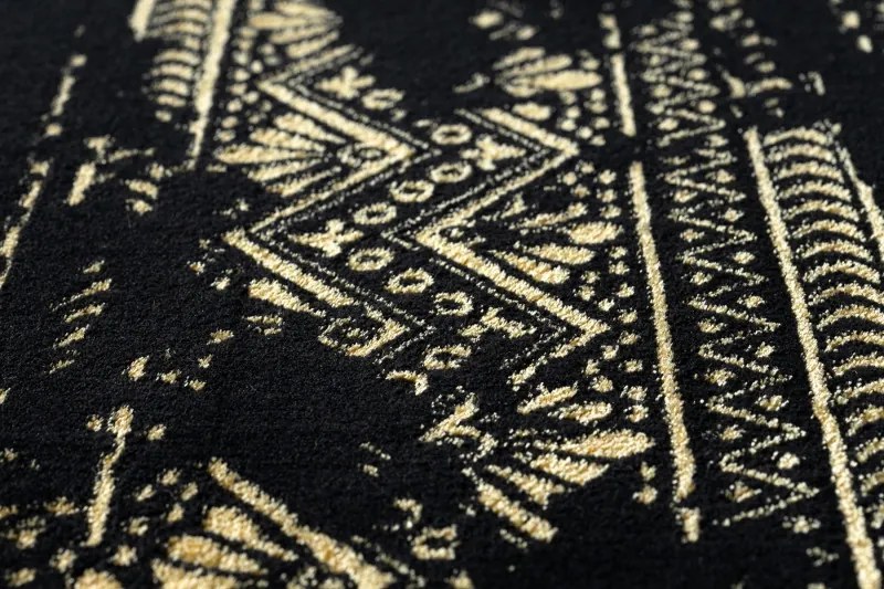 Dywany Łuszczów 200x290 cm Kusový koberec Gloss 408C 86 glamour black/gold, čierna, chodba / predsieň
