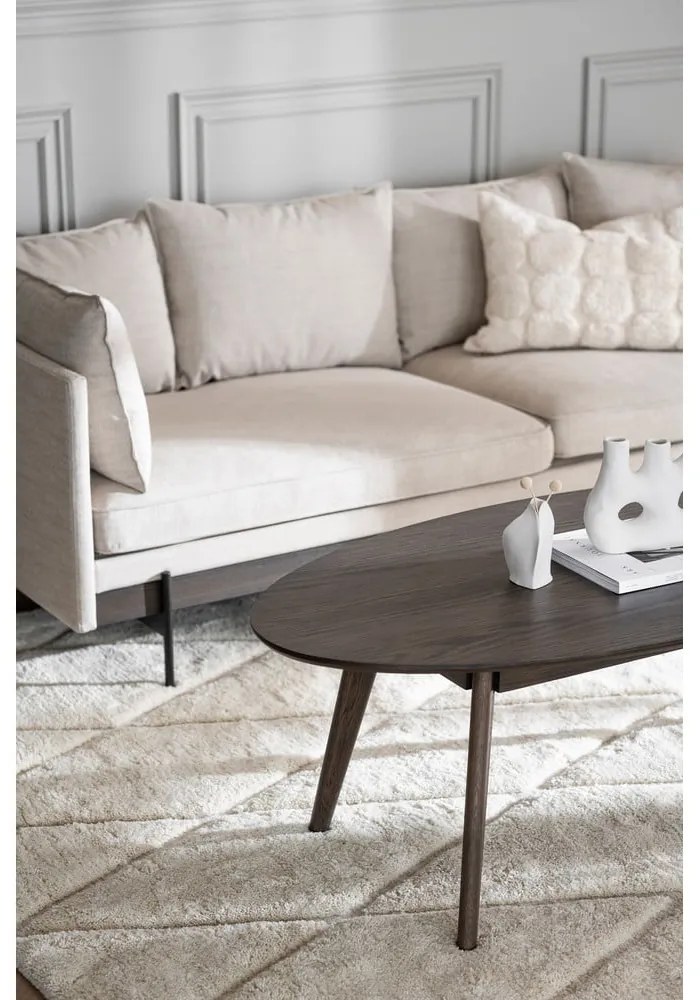 Tmavohnedý konferenčný stolík v dekore duba 65x130 cm Yumi – Rowico