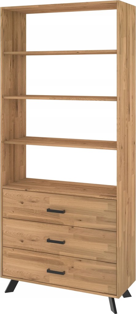 Regál dubový s zásuvkami na knihy 228x60x40