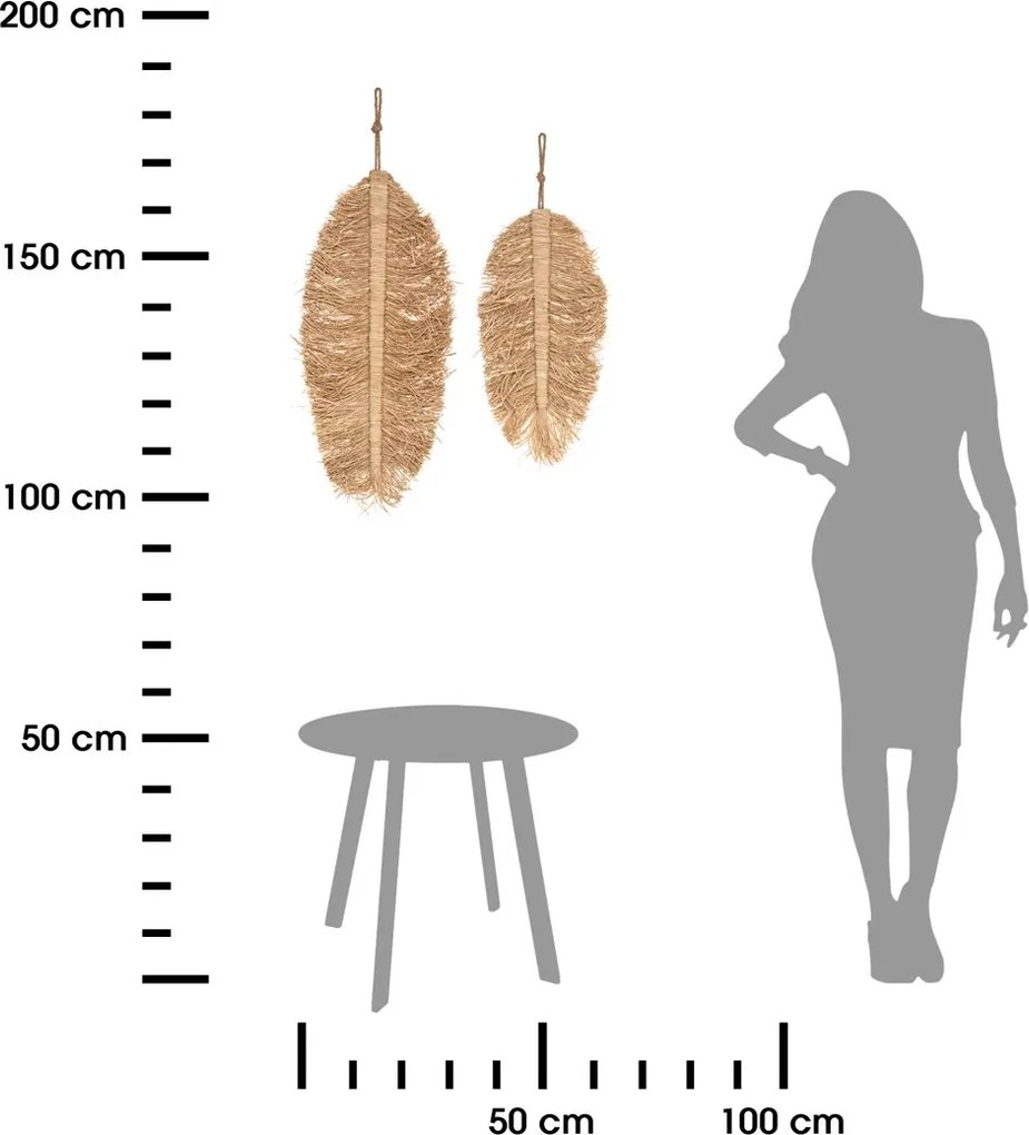 Dekorácia na stenu z rafie Oasis Leaf 29x70 cm + 24x50 cm