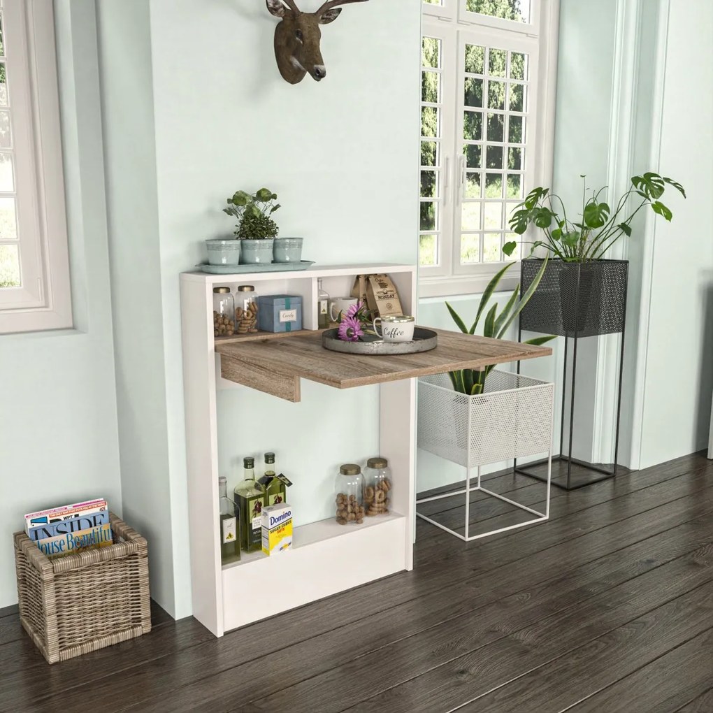 Skladací jedálenský stôl 2v1 BRETA dub sonoma/biely