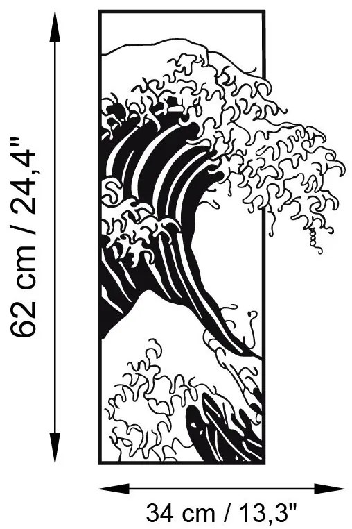 Nástenná kovová dekorácia Waves 3 čierna