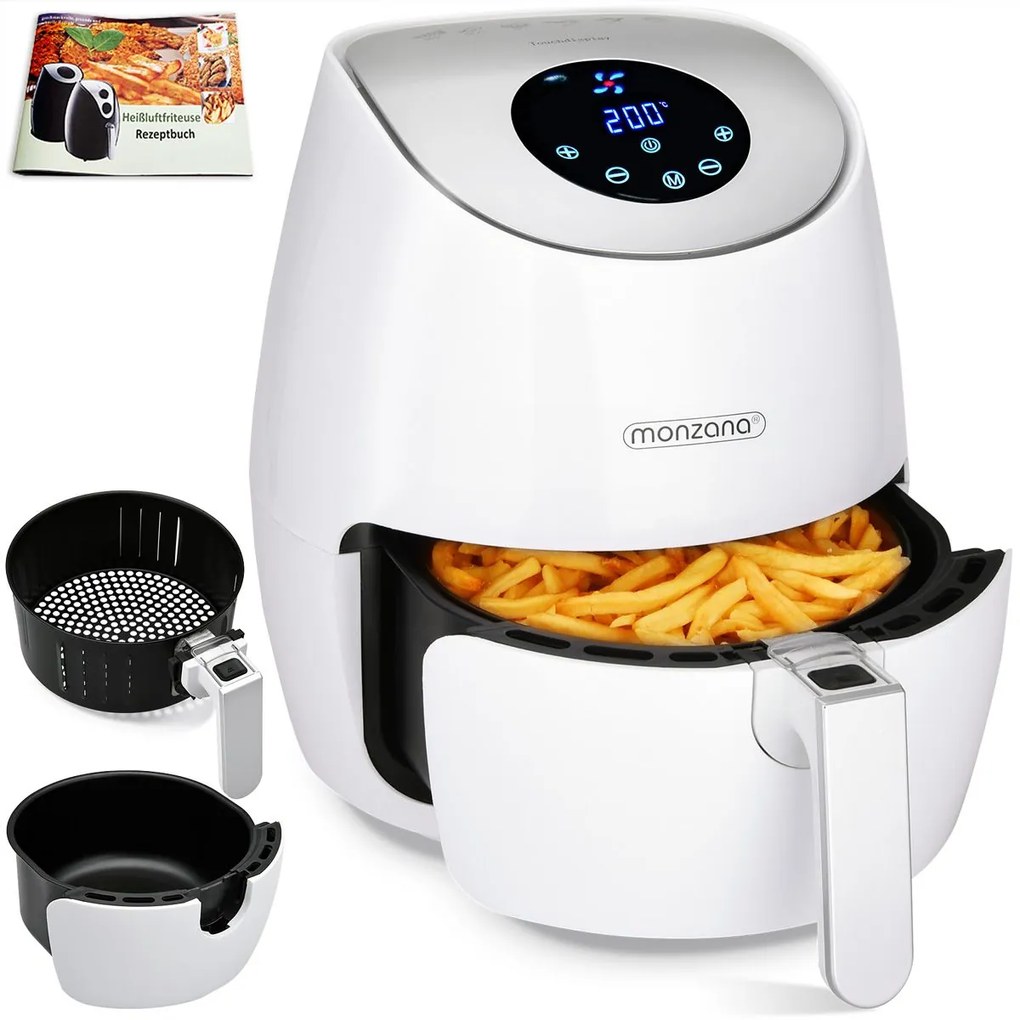 InternetovaZahrada Teplovzdušná fritéza FRYER 1 white – 9 v 1 s dotykovým displejom 1485 W 3,6 l