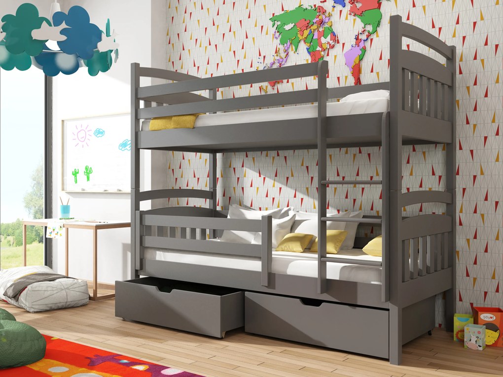 Detská posteľ 90 x 190 cm Galvin (s roštom a úl. priestorom) (grafit). Vlastná spoľahlivá doprava až k Vám domov. 1013435