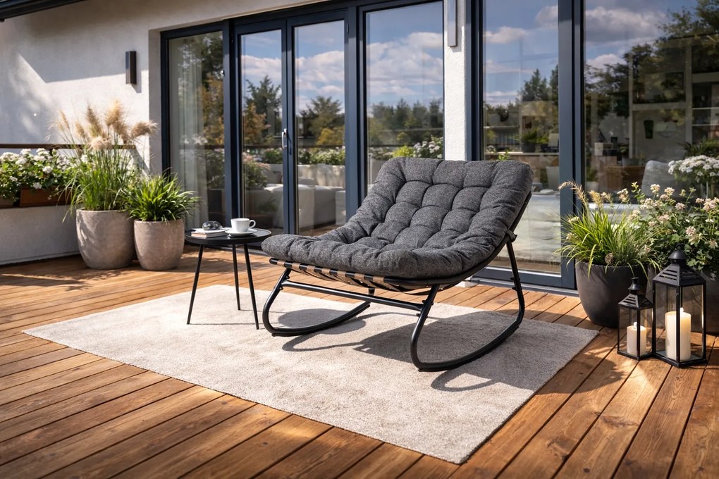 Hojdacie záhradné kreslo na terasu alebo do obývačky, sivé AURORA