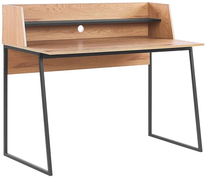 Písací stôl s policou 120 x 59 cm svetlé drevo/čierna GORUS Beliani