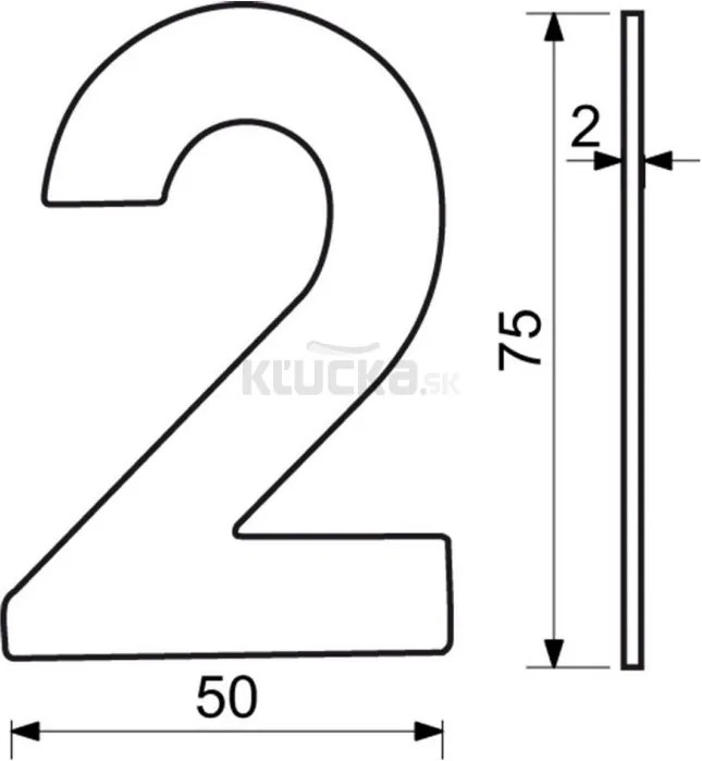 RN.75L číslo "2" 75 mm čierné matné