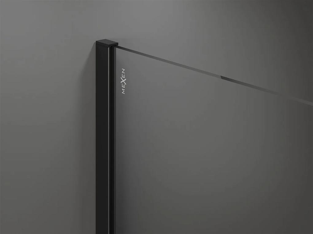 Mexen Kioto sprchová zástena 100x200 cm 8 mm, čierny profil, sklo čierny vzor 1, 800-100-101-70-77