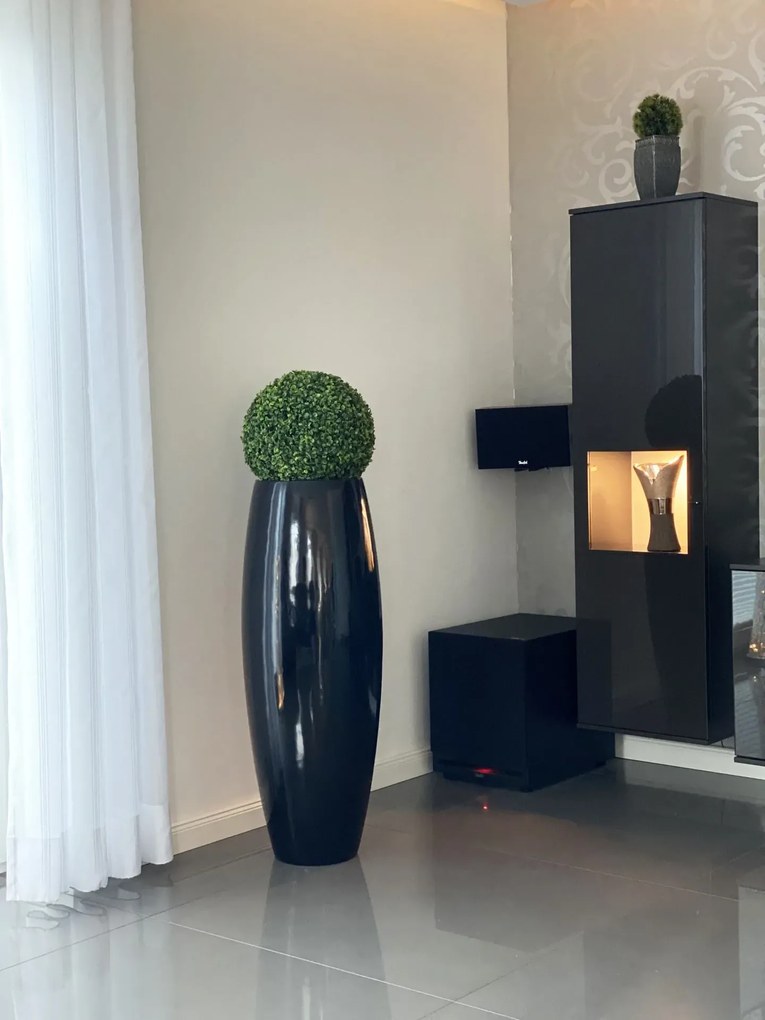 Kvetináč MAGNUM, sklolaminát, výška 100 cm, čierny lesk