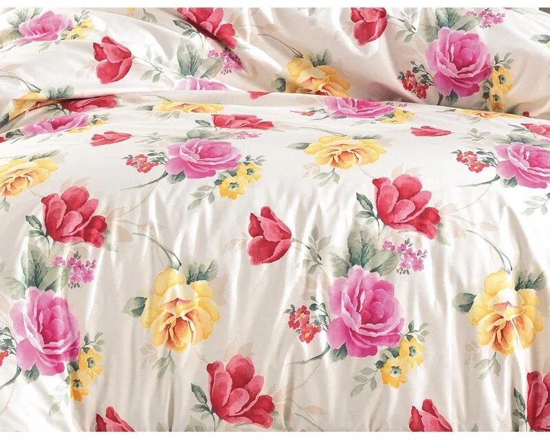 BedTex Bavlnené povlečení Tulip smetanová, 220 x200 cm, 2 ks 70 x 90 cm