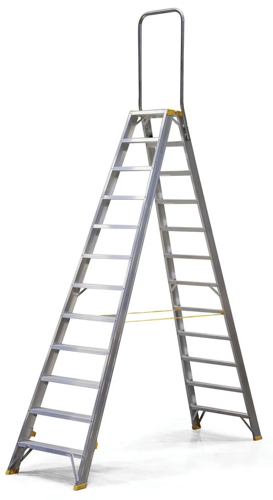 Obojstranné hliníkové schodíky ALVE FORTE s madlom, 2x12 stupňov, výška 2,55 m