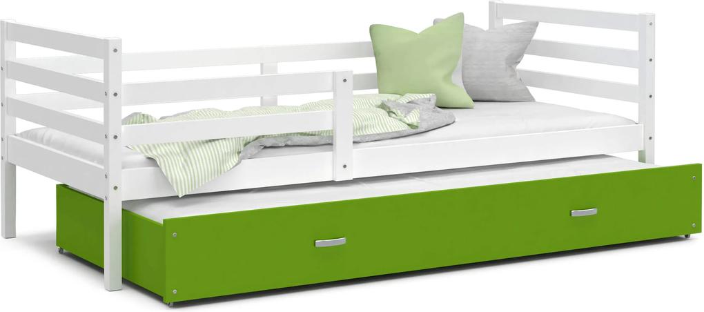 GL Racek P2 Color biela posteľ s prístelkou Farba: Zelená, Rozmer: 190x80