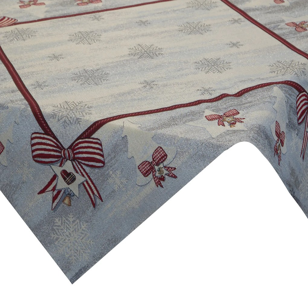 VIANOČNÝ GOBELÍNOVÝ OBRUS NA STÔL BOW 100X100 CM VZOROVANÝ