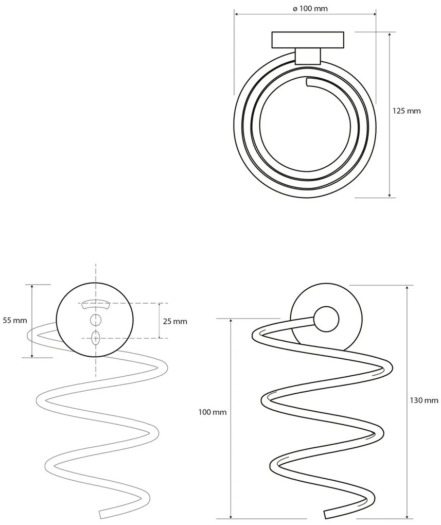 SAPHO XR002 X-Round držiak na fén, špirála,strieborný