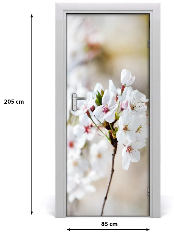 Samolepiace fototapety na dvere kvety višne 85x205 cm