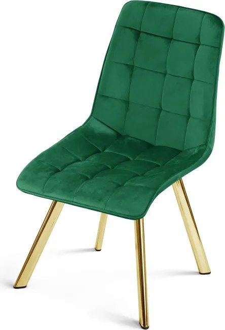 Set štyroch jedálenských stoličiek CIEZA zamatové, zelené / zlaté nohy (4 ks)