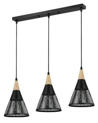 Luster na lanku HIRA 3xE27/60W/230V čierna