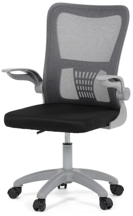 Kancelářská židle, tmavě šedá síťovina, šedý plast, kolečka na tvrdé podlahy