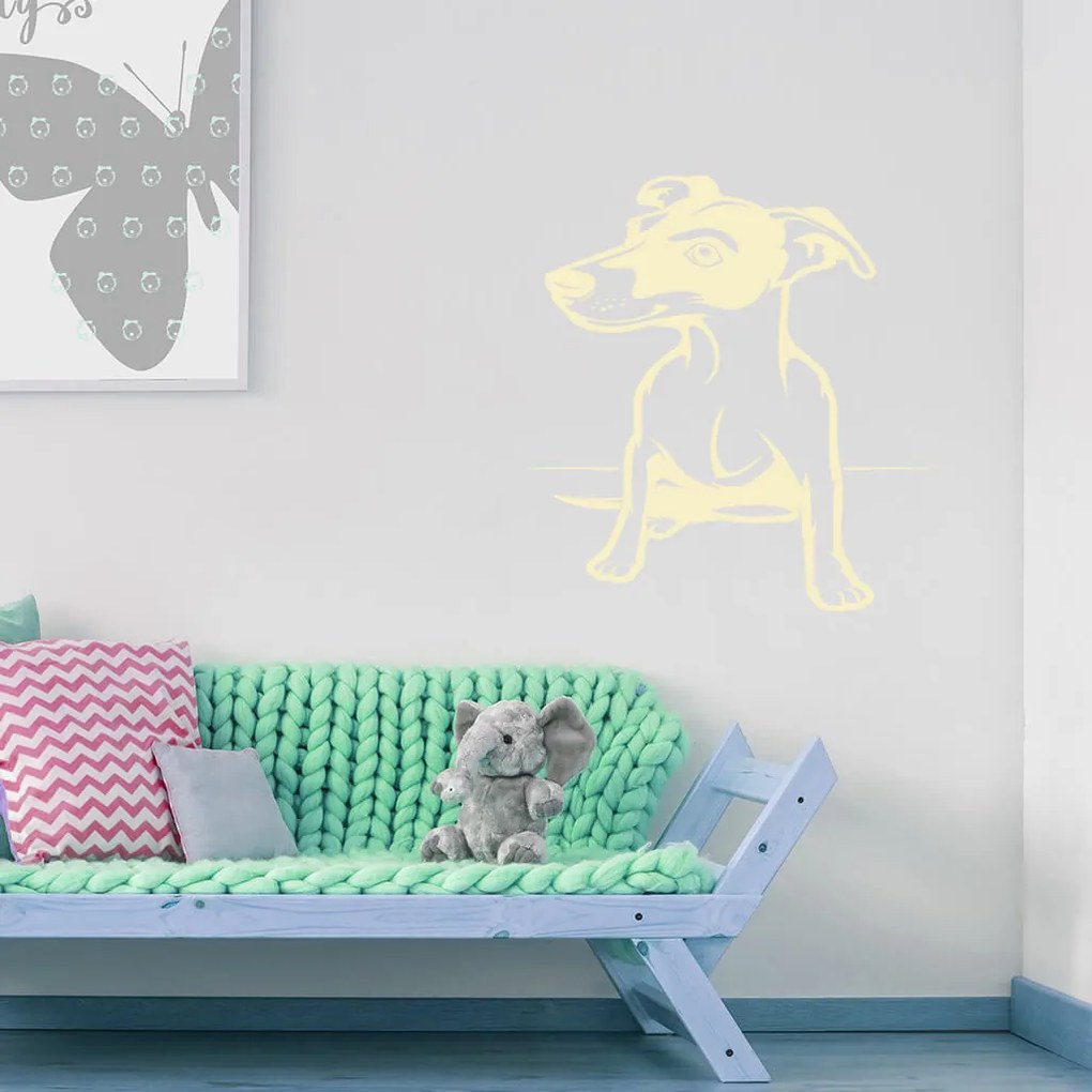 Veselá Stena Samolepka Pes Jack Russell Terrier Farba: žlutá, Veľkosť: 100 x 75 cm