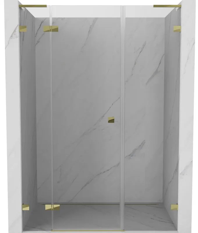 Mexen Lunar L, ľavé otočné sprchové dvere 130 cm, číre sklo, zlatý profil, 834SL-130-050-50-00-L